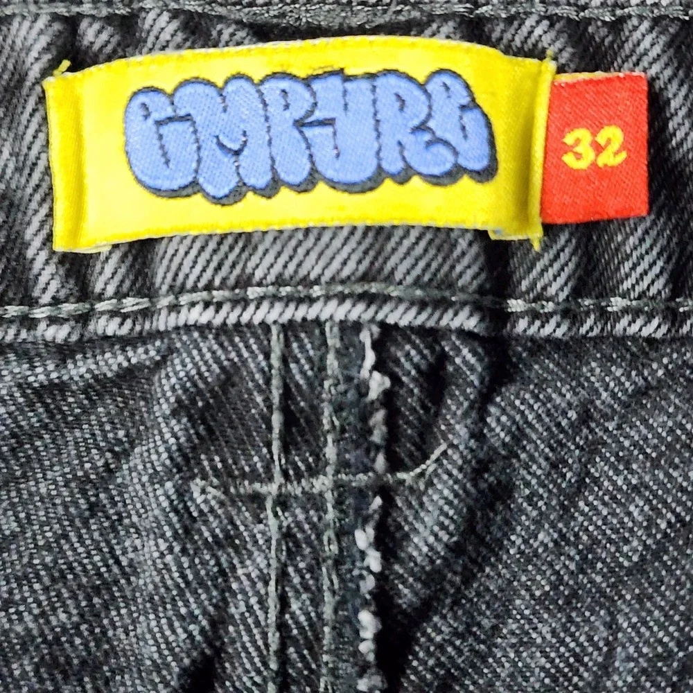 Empyre Loose Fit Jeans Mens 32 Black Washed‎ Denim Drawstring Streetwear Skater